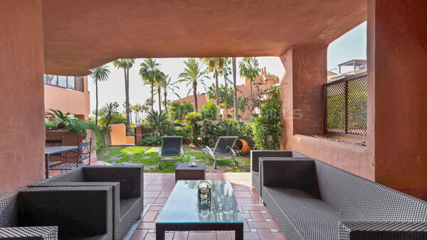 Beachfront Garden Apartment for Sale in Mar Azul, New Golden Mile, Estepona