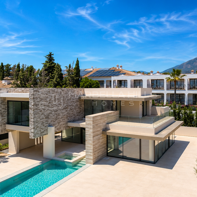 Villa contemporánea junto a la playa en venta en Cortijo Blanco, San Pedro de Alcántara