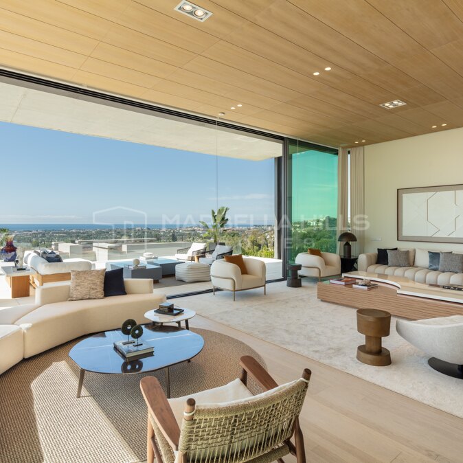 Villa contemporaine de luxe à vendre à The Hills, La Quinta, Benahavís avec vue panoramique sur la mer
