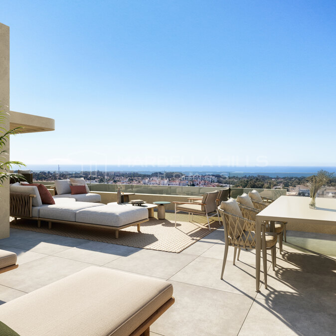 Contemporary 3 bedroom penthouses with panoramic sea views in El Campanario, Estepona