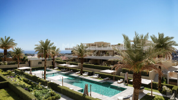 Contemporary 3 bedroom penthouses with panoramic sea views in El Campanario, Estepona