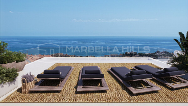 Adosados modernos con vistas al mar en venta cerca de La Cala de Mijas