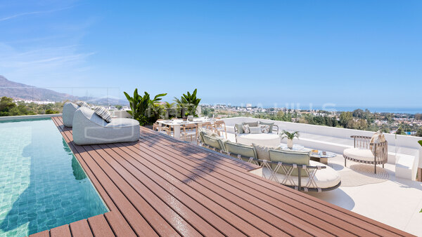 Neubau-Luxus-Penthouse mit 2 Schlafzimmern und Panoramablick auf das Meer in Benahavís