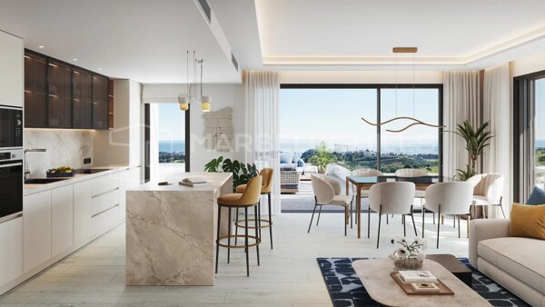 Appartements neufs de 3 chambres à Mijas Costa, en première ligne de golf avec vue sur la mer