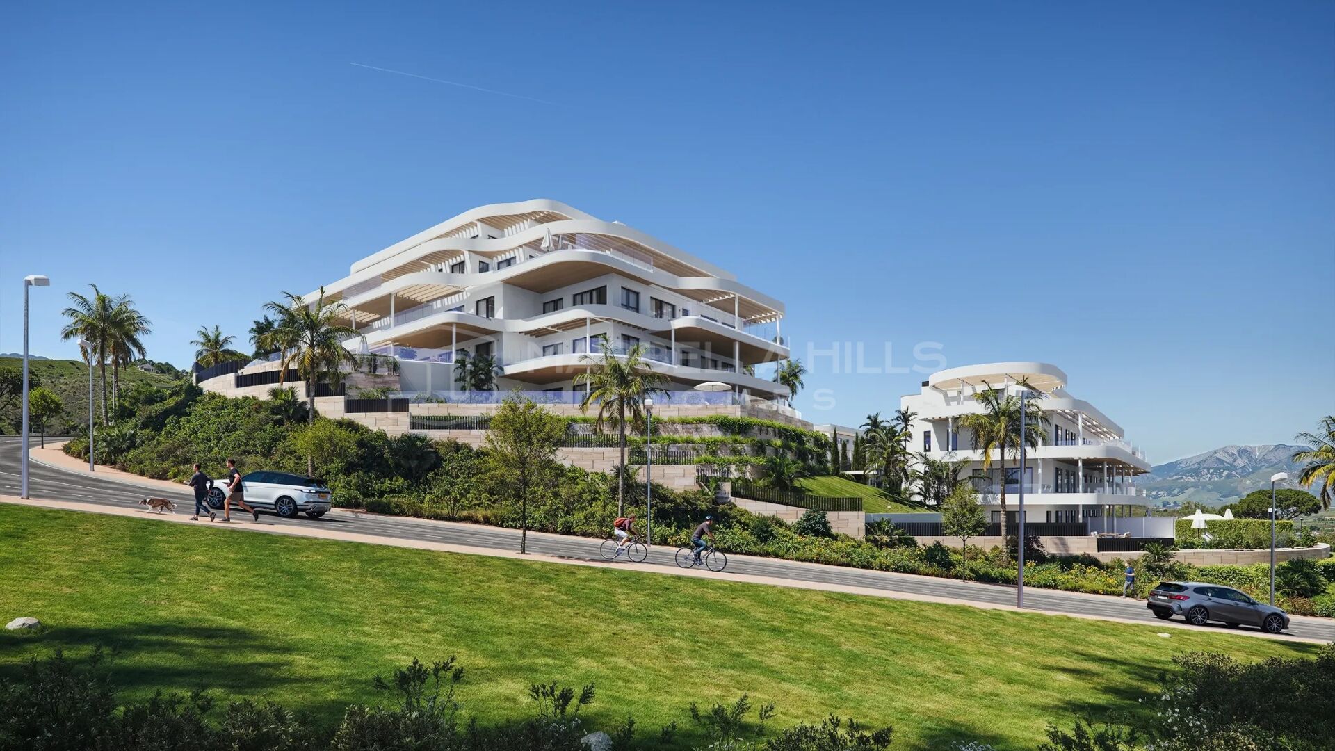 Neubau-Penthäuser mit 4 Schlafzimmern in Mijas Costa, in erster Golfreihe mit Meerblick