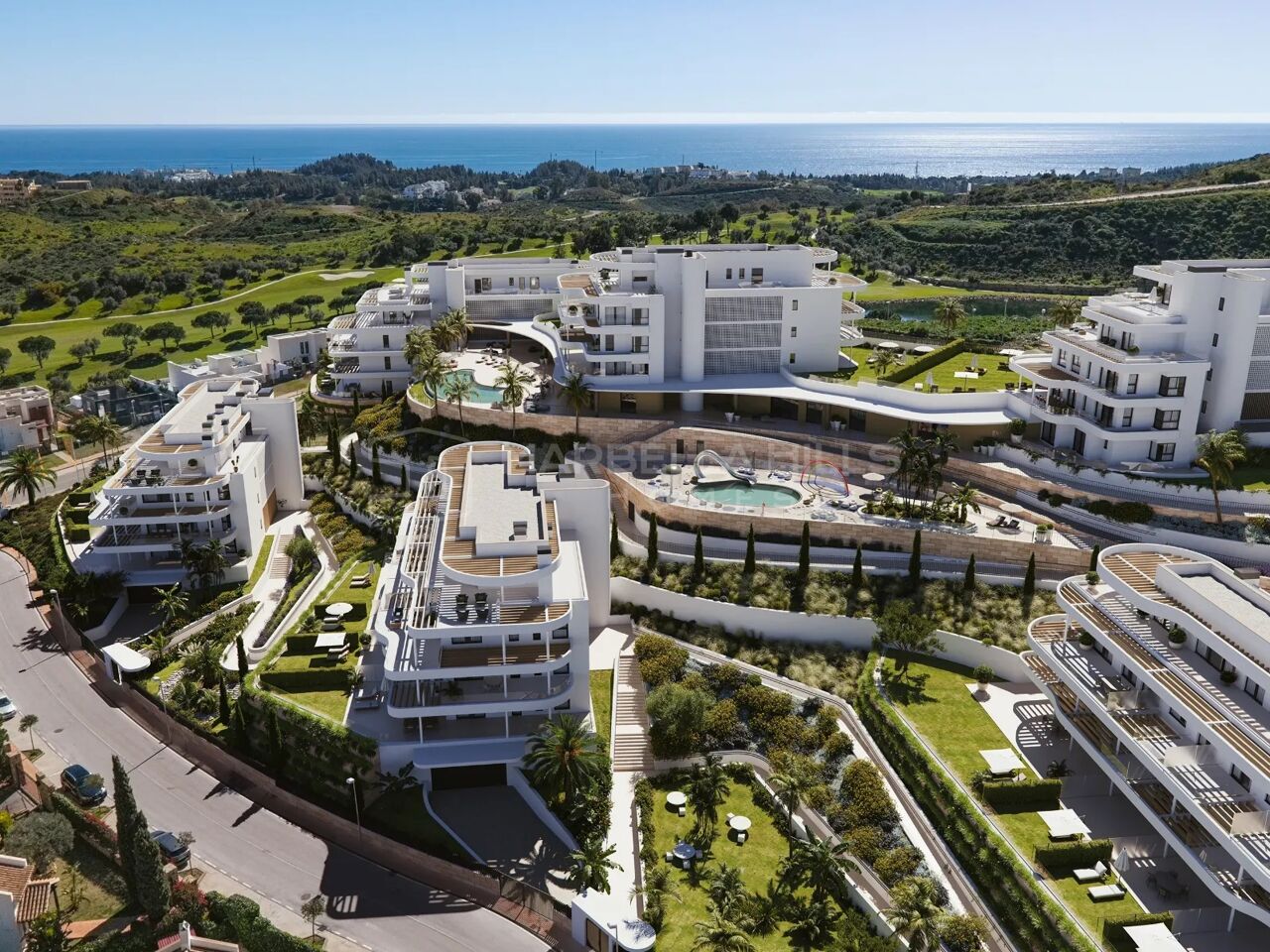 Appartements neufs de 2 chambres à Mijas Costa, en première ligne de golf avec vue sur la mer