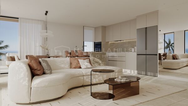 Áticos contemporáneos de 3 dormitorios con vistas panorámicas al mar en Buenavista, Mijas