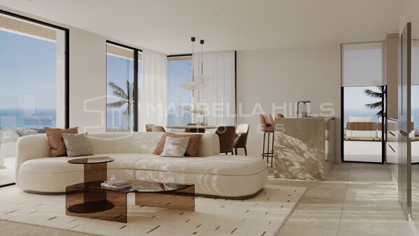 Áticos contemporáneos de 3 dormitorios con vistas panorámicas al mar en Buenavista, Mijas