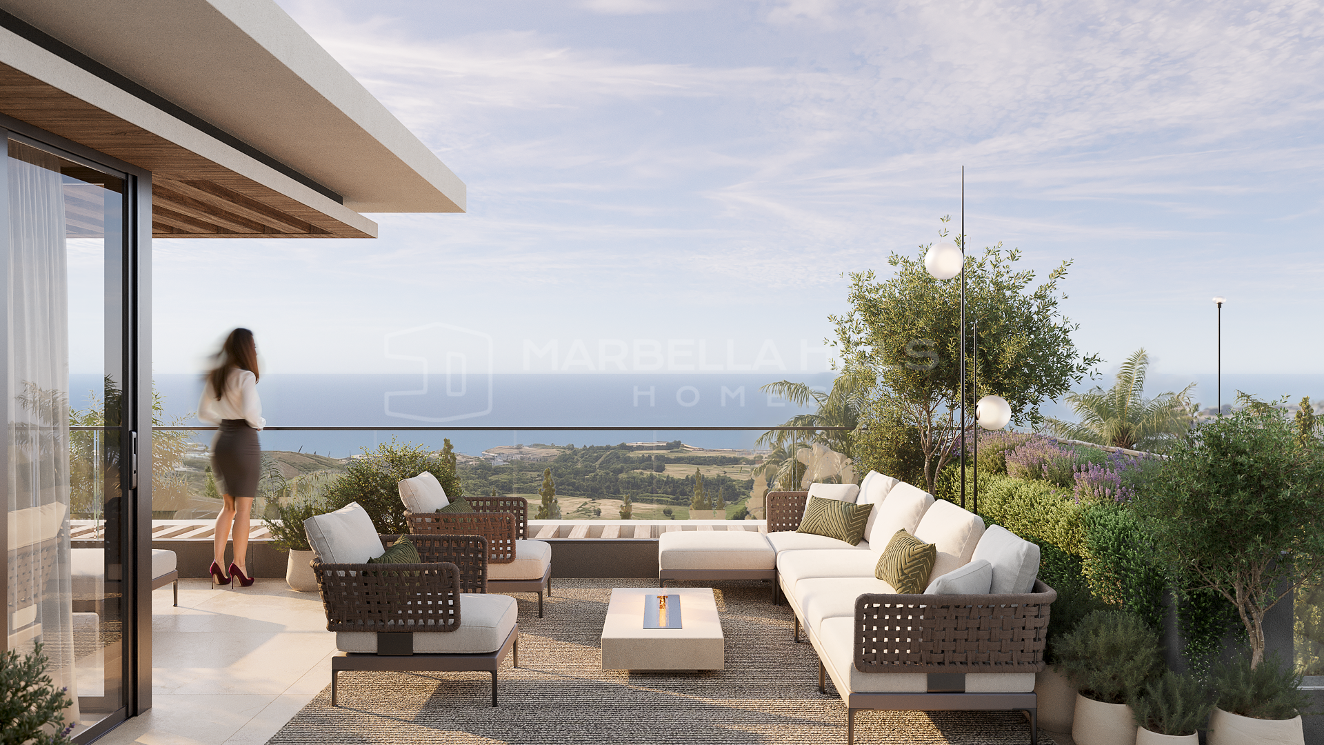 Áticos contemporáneos de 3 dormitorios con vistas panorámicas al mar en Buenavista, Mijas