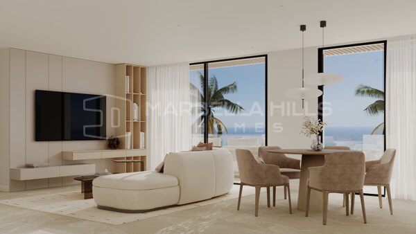 Áticos contemporáneos de 3 dormitorios con vistas panorámicas al mar en Buenavista, Mijas