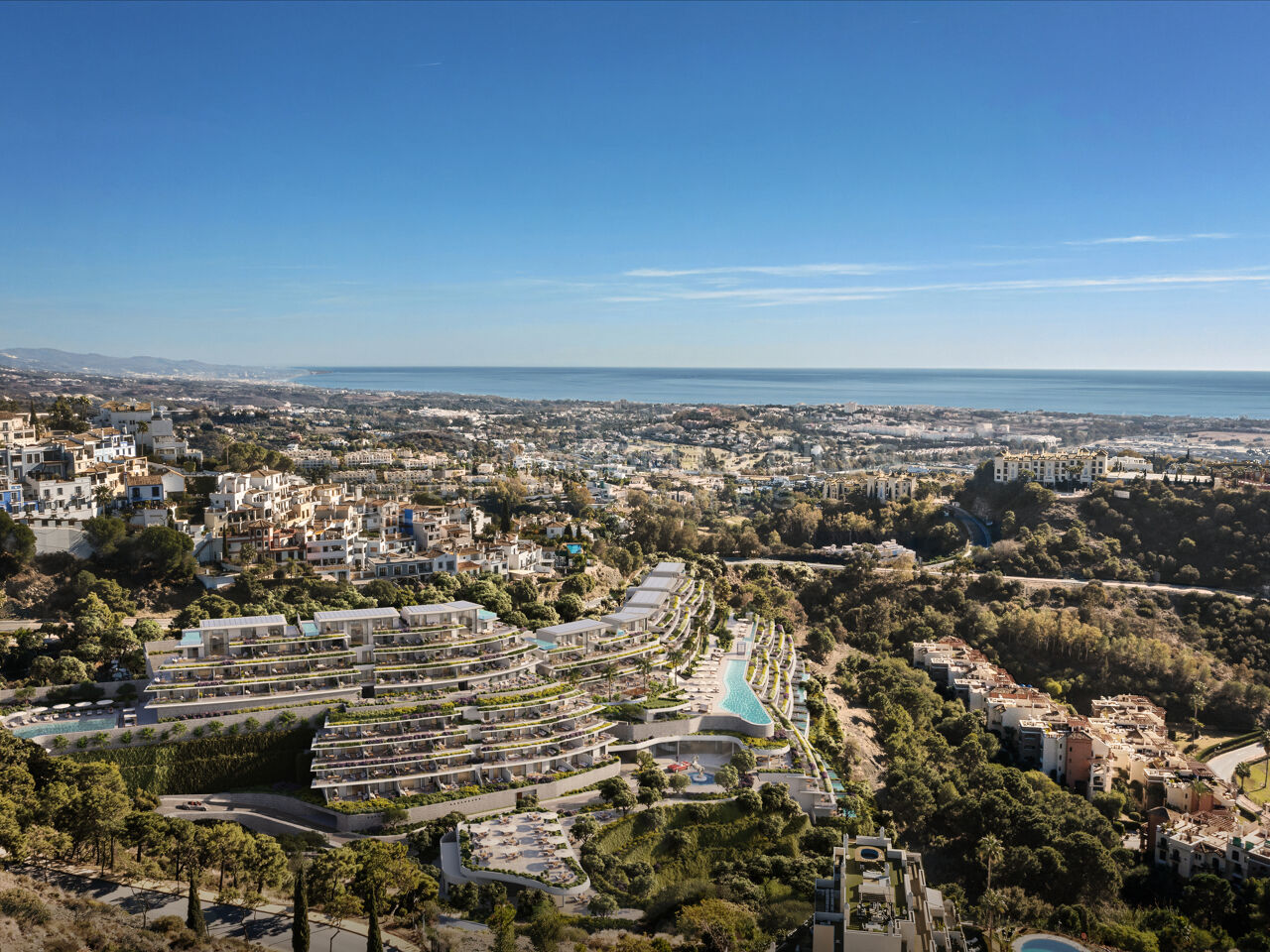 Résidences 1 chambre de style resort à Marbella avec services exclusifs et vues panoramiques