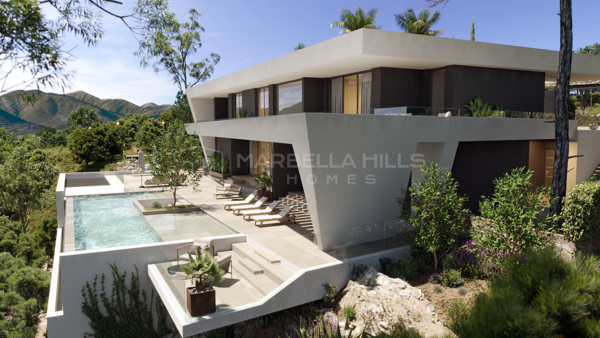 Luxuriöse Villen im Zeitgenössischen Stil in den Hügeln von Marbella mit Panoramablick aufs Meer