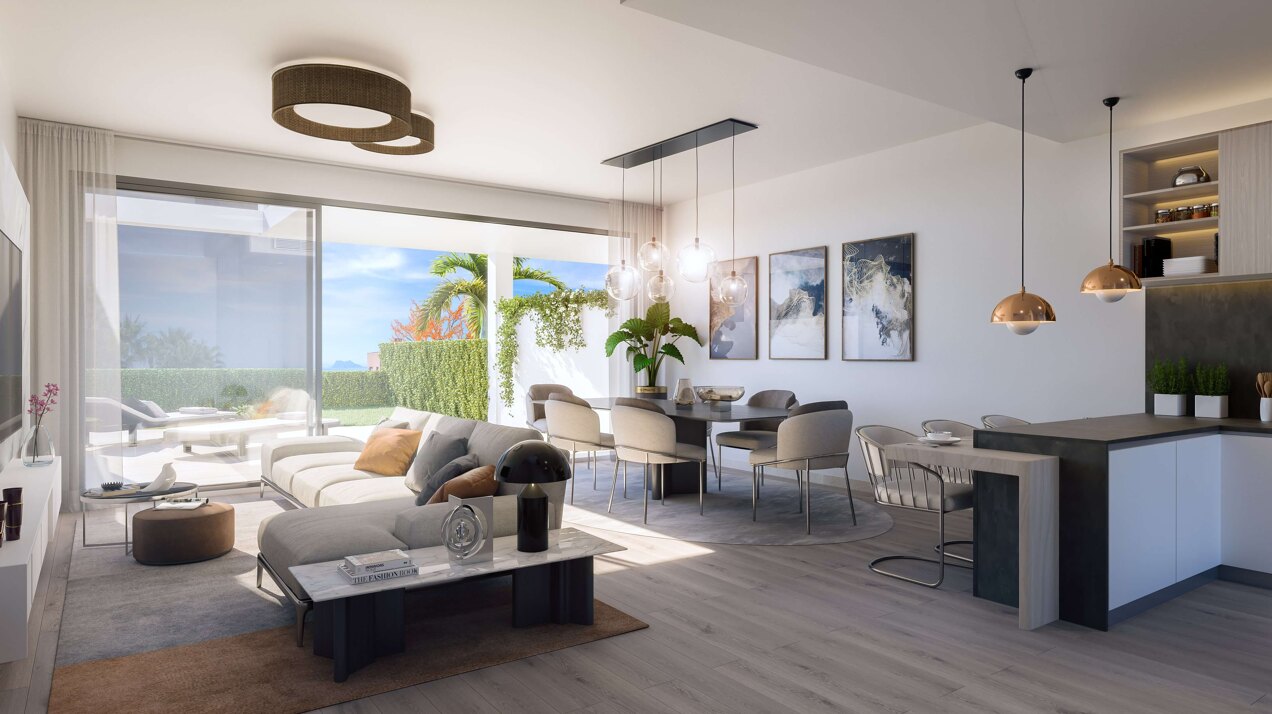 Golden View II, contemporary style townhouses in Manilva