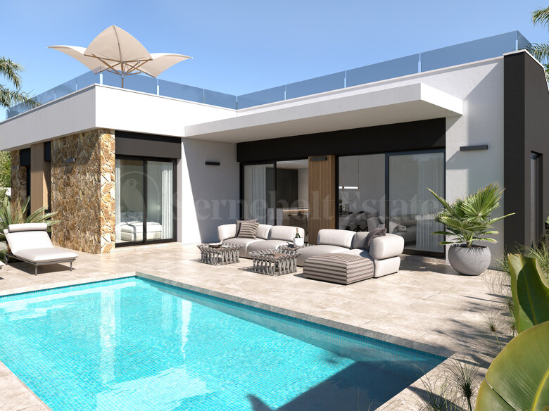 Modern sydvänd villa med privat pool i Ciudad Quesada, Rojales