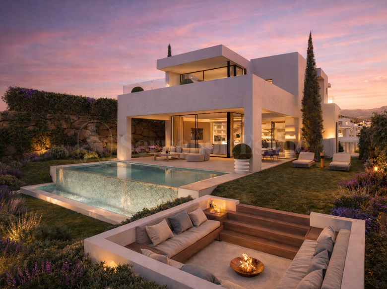 Villa contemporánea de primera línea de golf con vistas al mar en Estepona Golf