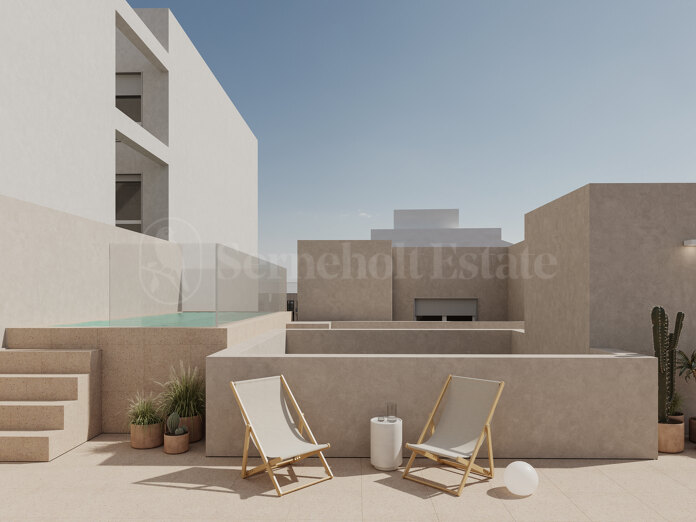 Finalización en febrero de 2027 — Viviendas modernas de estilo mediterráneo con diseño contemporáneo, acabados de alta calidad, piscina, acceso a la azotea y soluciones energéticamente eficientes en Edificio Neptuno II.