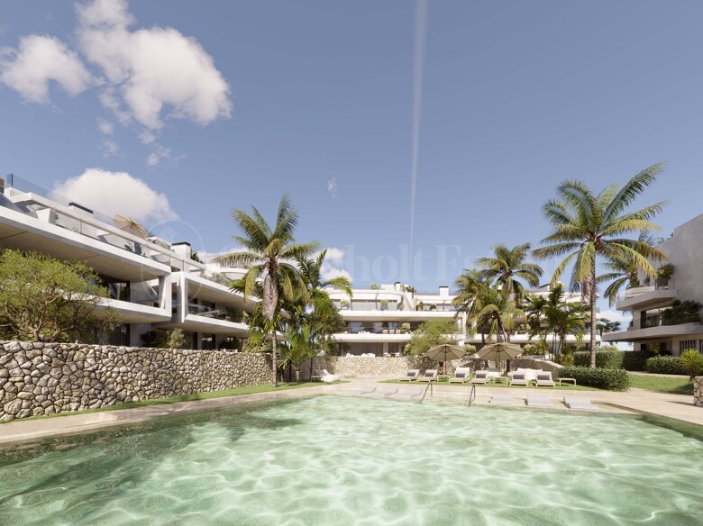 Nuevo desarrollo, Estepona, apartamentos, lujo, piscina, playa, golf
