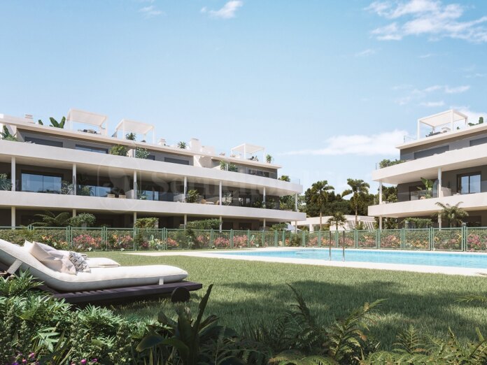 Ny utveckling, nytt projekt, Estepona, 2 och 3 sovrum lägenheter, pool, trädgårdar, stranden,