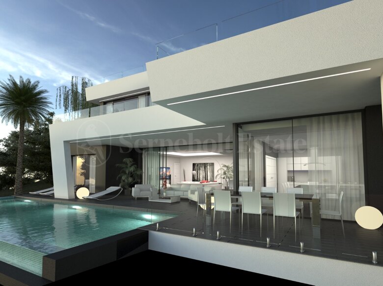 Spectacular villa project under construction with fantastic sea, golf & mountains views.