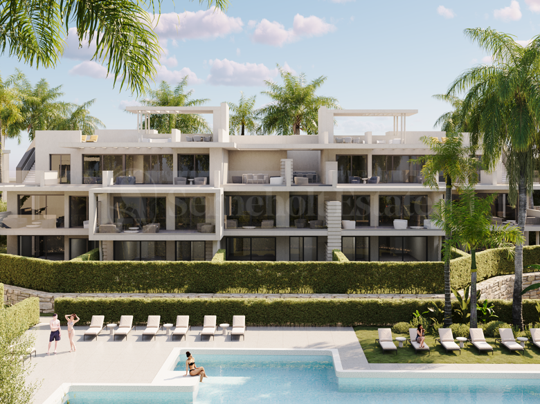 Ny utveckling, Estepona, helt nya lägenheter, pool, trädgårdar, urbanisering, nytt projekt.