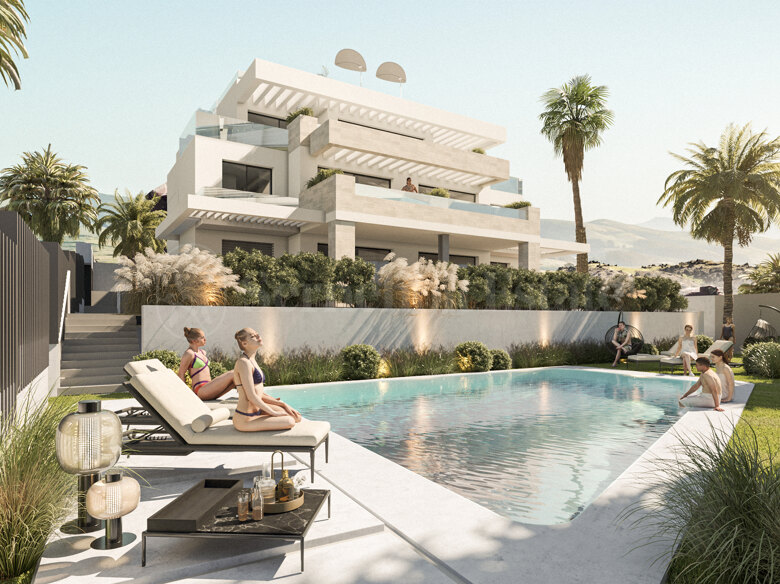 Ny utveckling, Estepona, helt nya lägenheter, urbanisering, pool, nytt projekt, strand