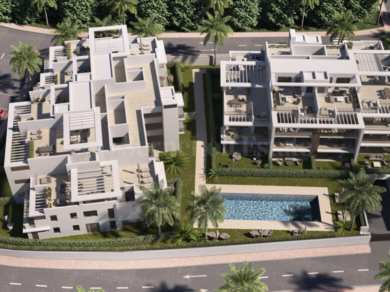 New development, new project, apartments, penthouses, terrace, solarium, garden, pool, New Golden Mile, sea views.