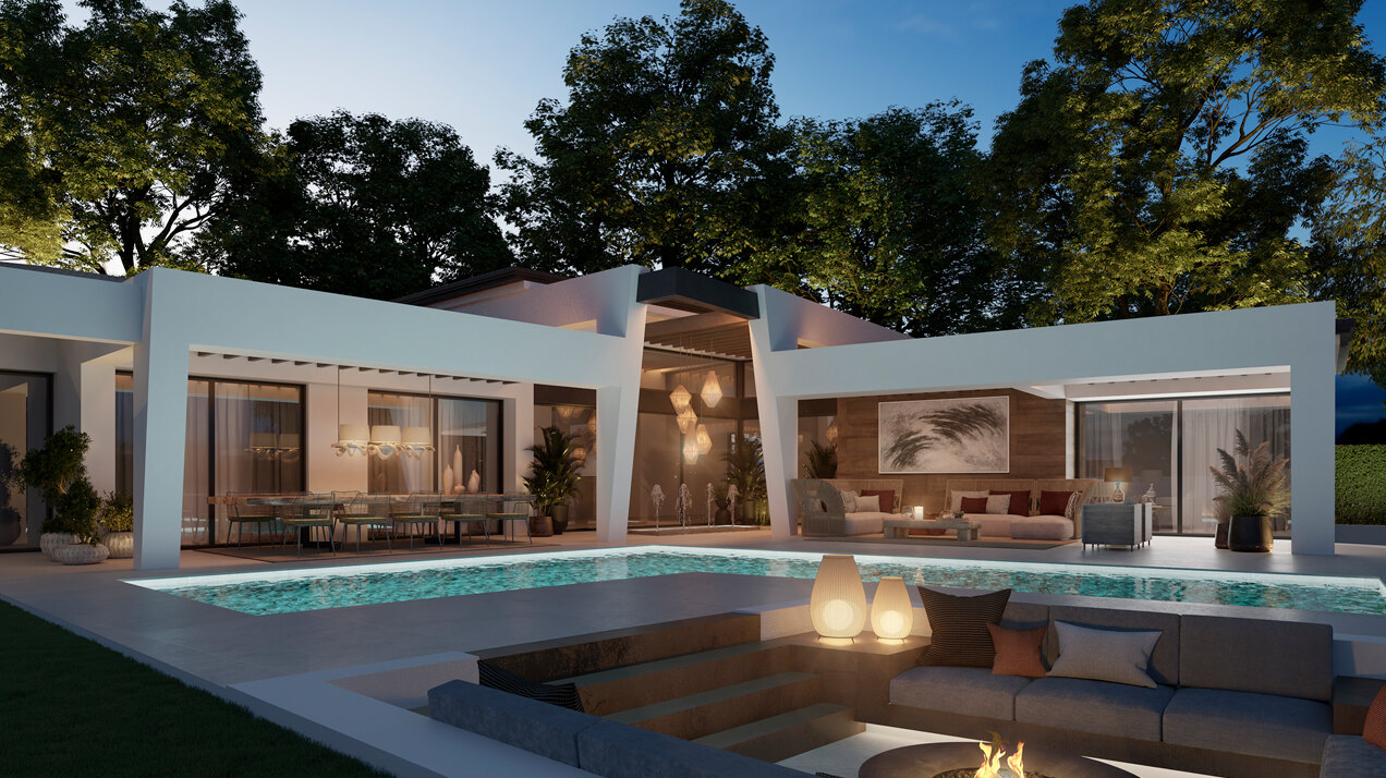 Three unique villas built on one level