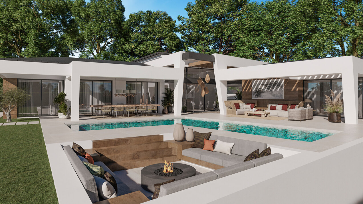 Three unique villas built on one level