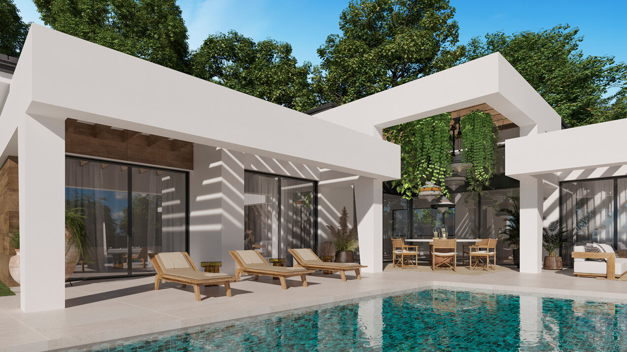 Three unique villas built on one level