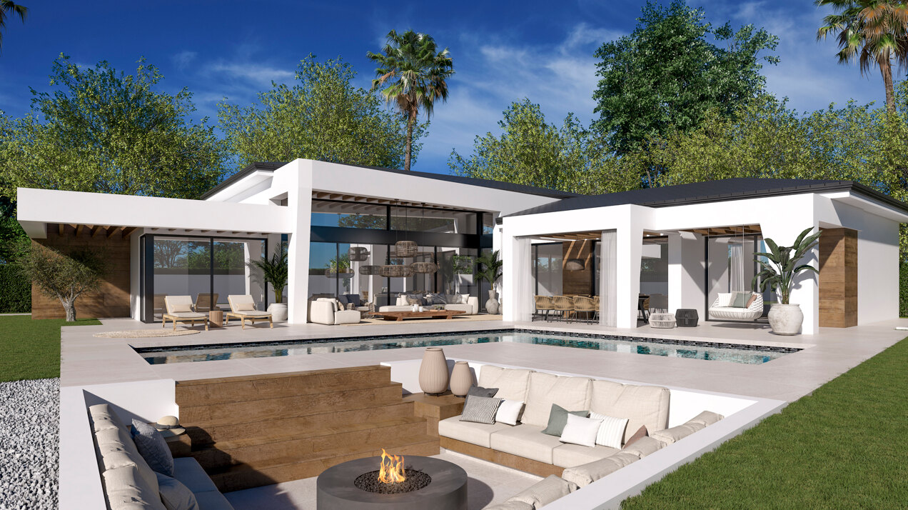 Three unique villas built on one level