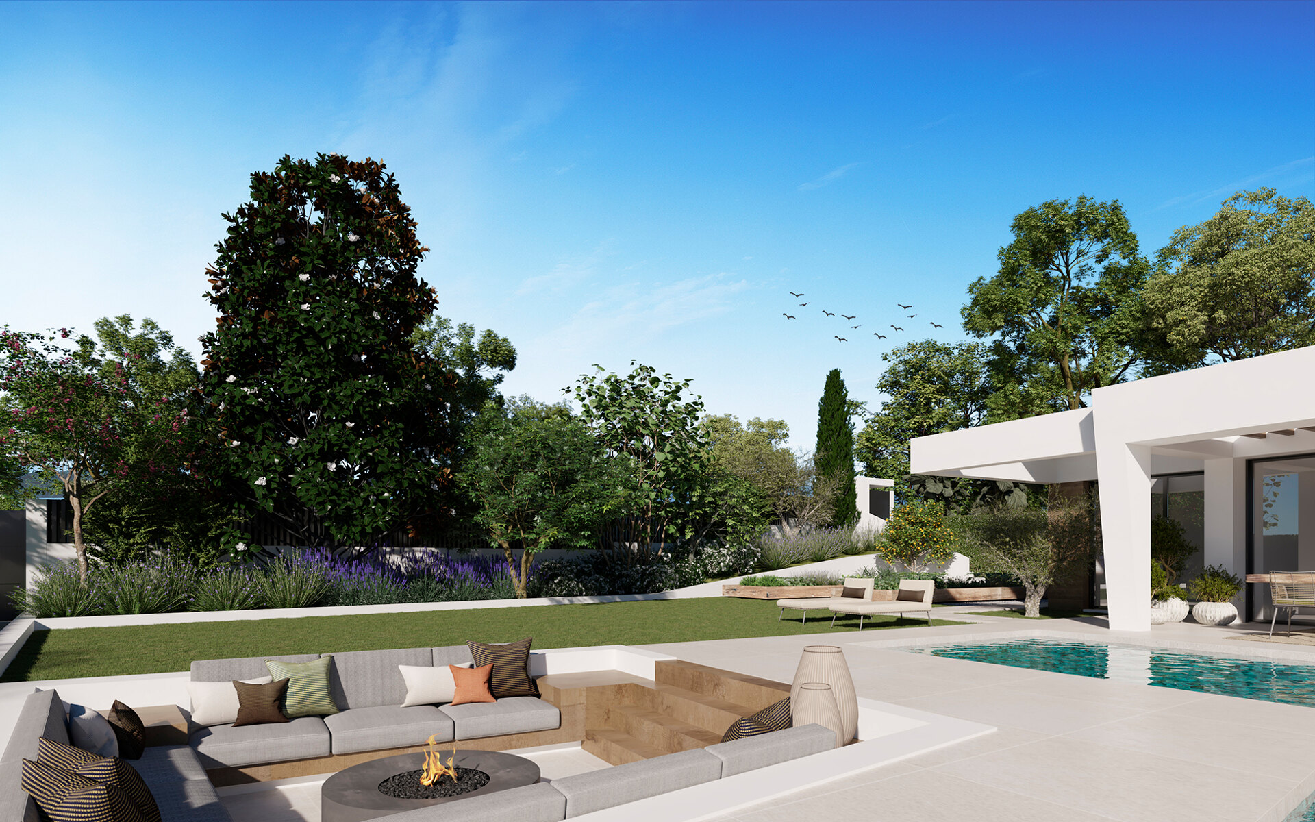 Three unique villas built on one level