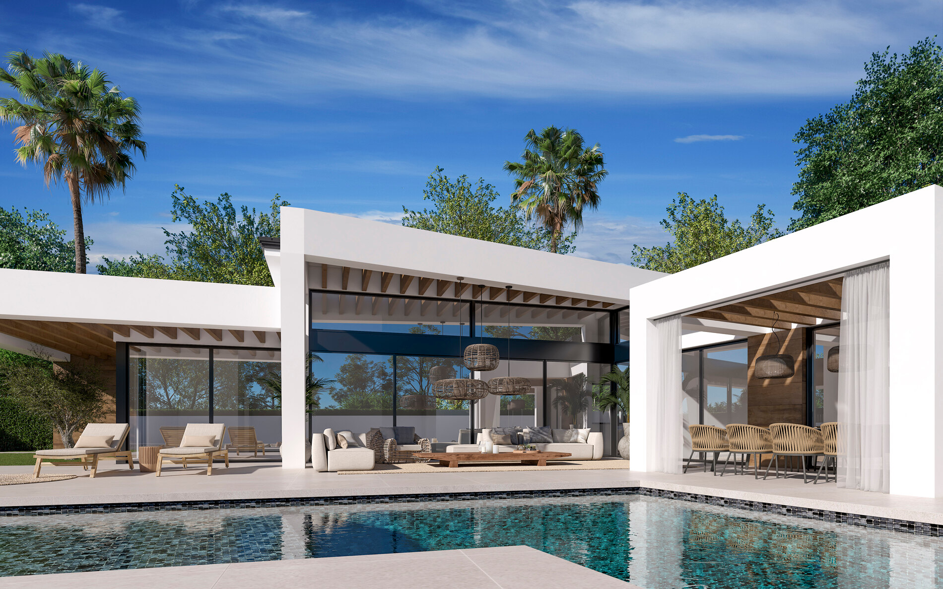 Three unique villas built on one level