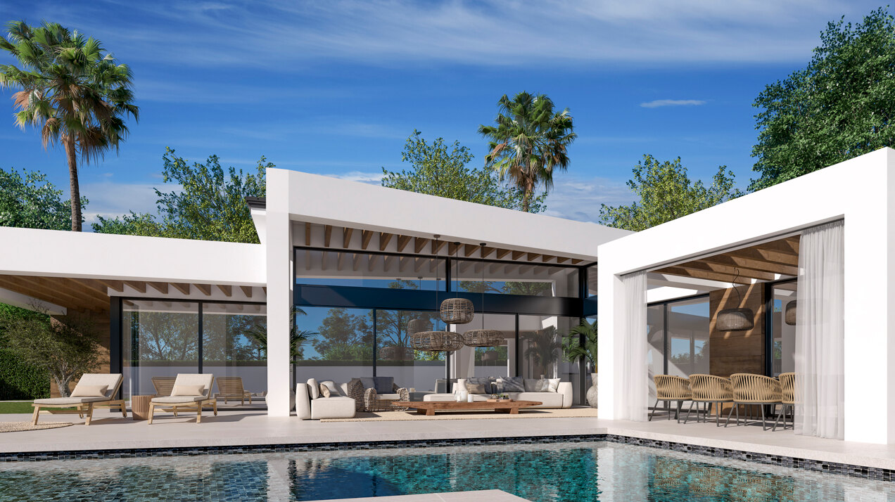 Three unique villas built on one level