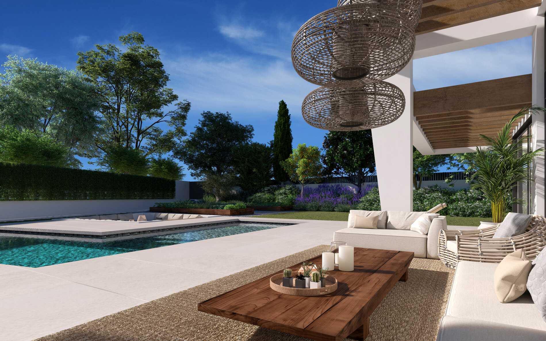 Three unique villas built on one level