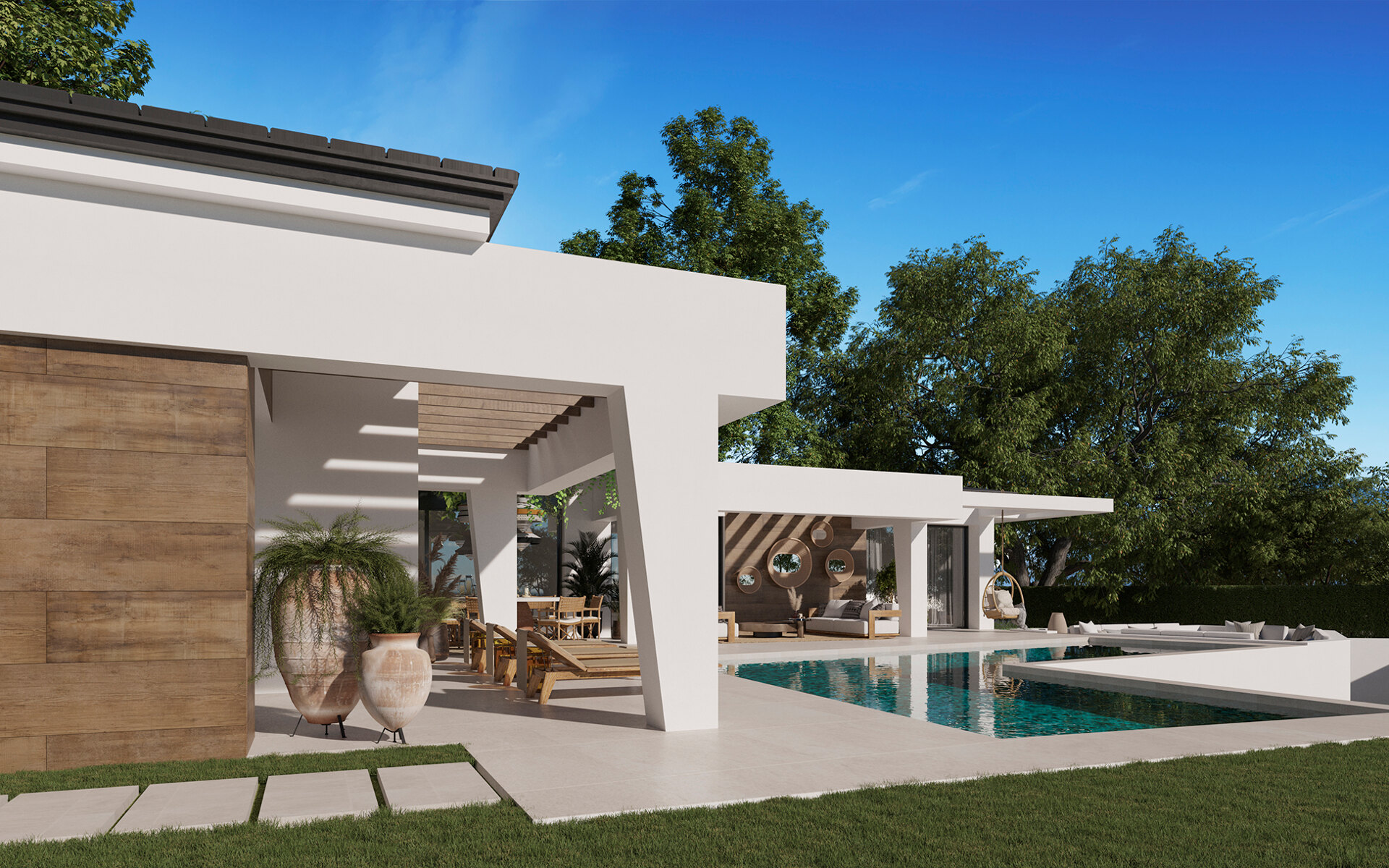 Three unique villas built on one level
