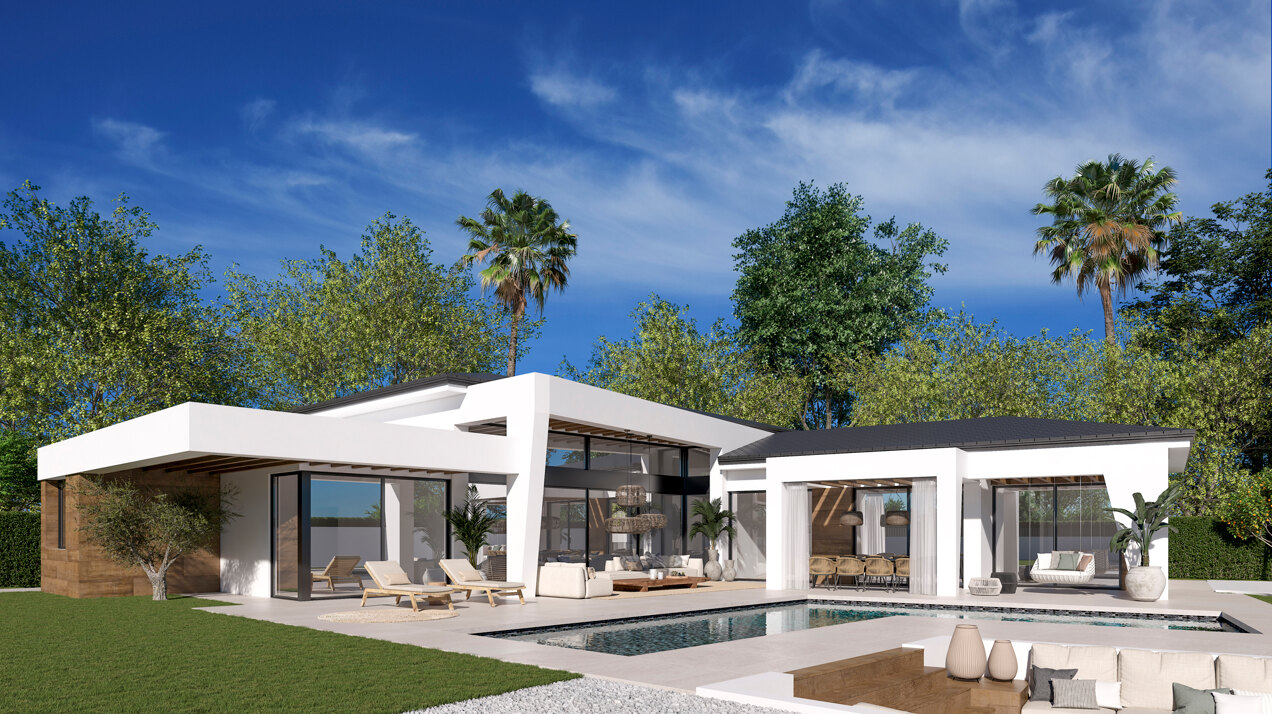 Three unique villas built on one level