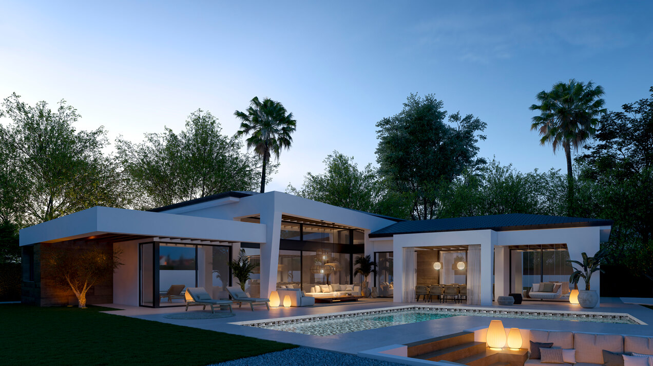 Three unique villas built on one level