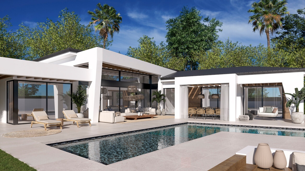 Three unique villas built on one level