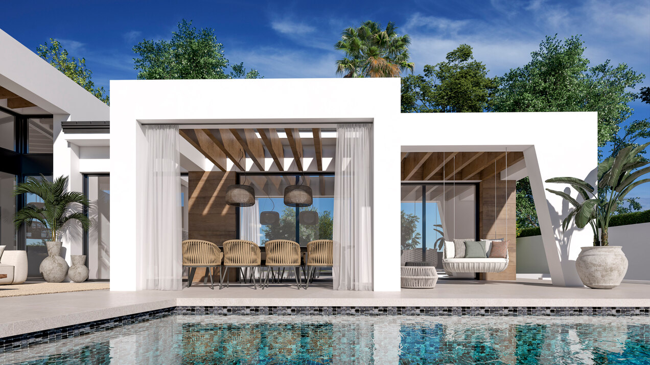 Three unique villas built on one level