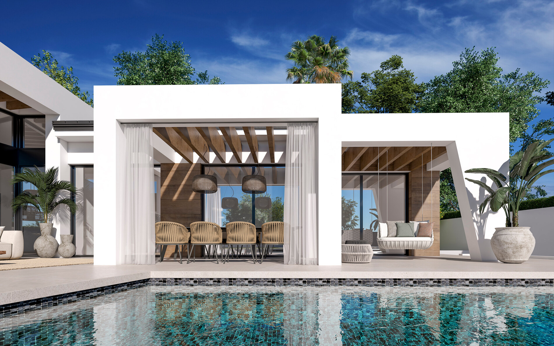 Three unique villas built on one level
