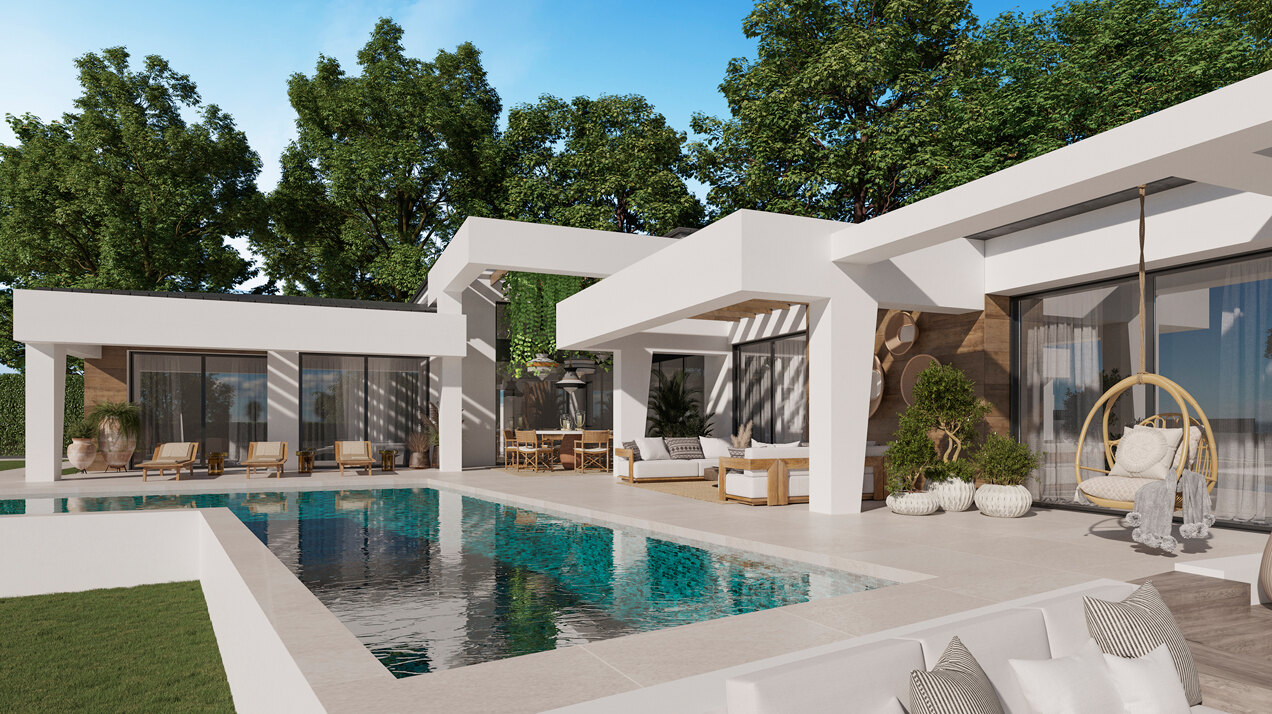 Three unique villas built on one level