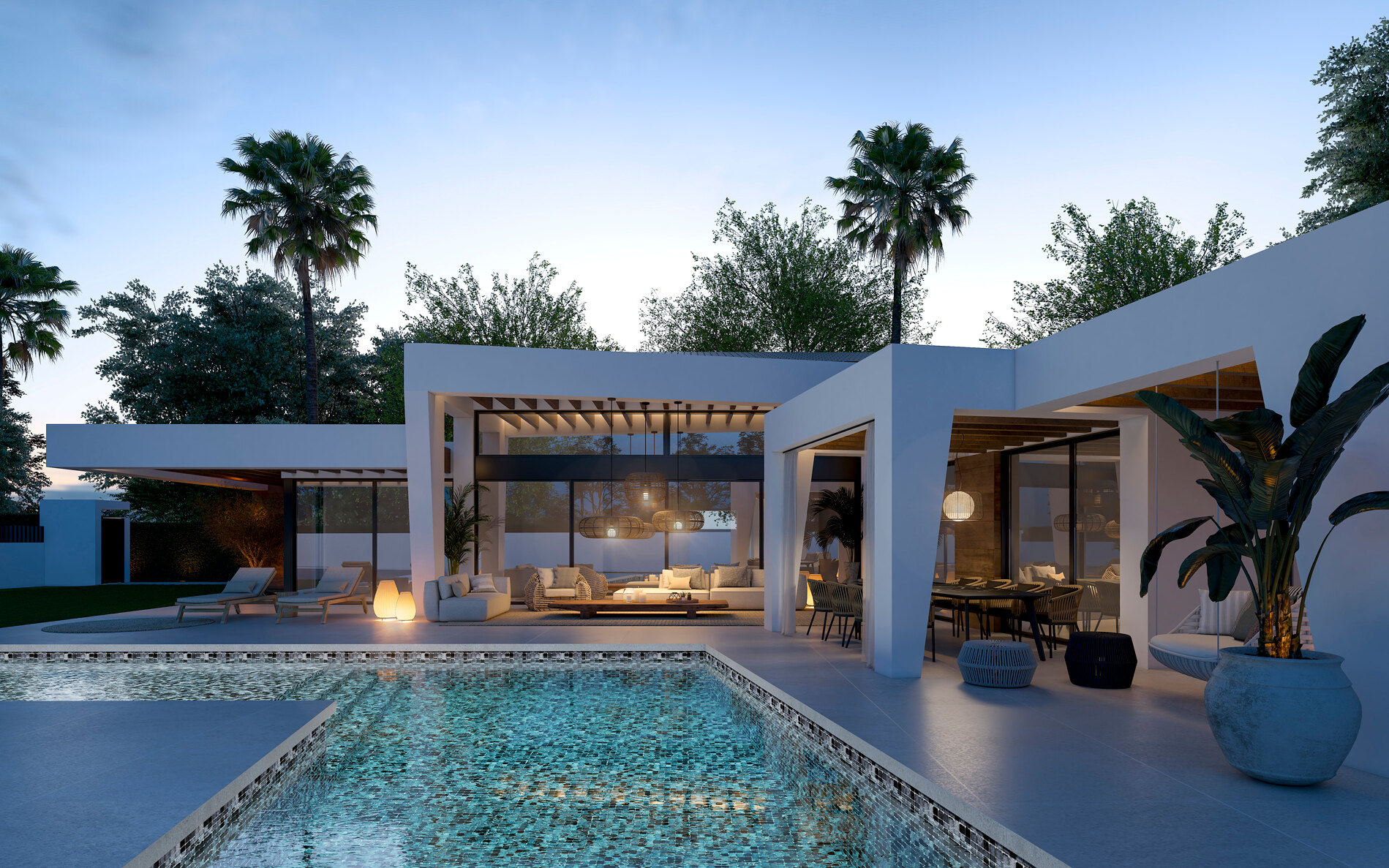 Three unique villas built on one level
