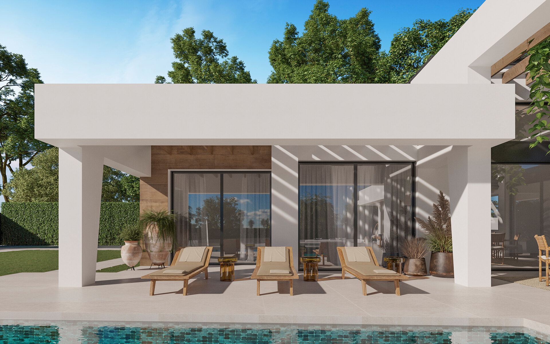 Three unique villas built on one level