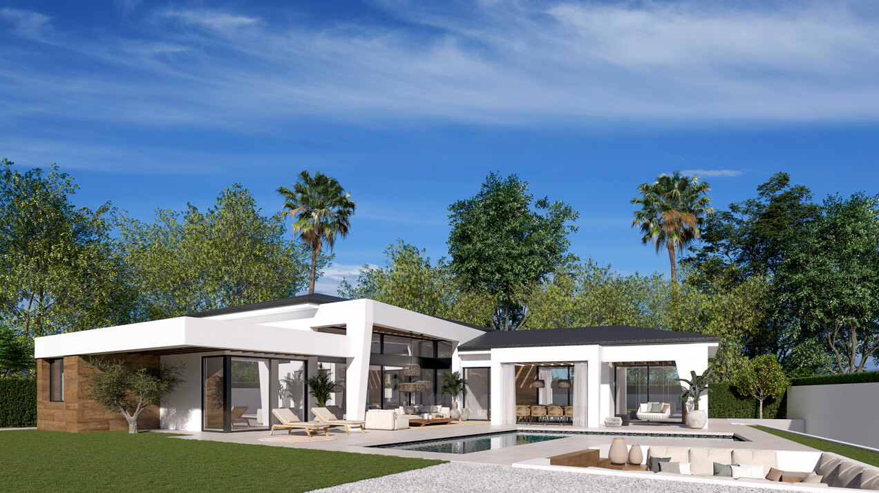 Three unique villas built on one level
