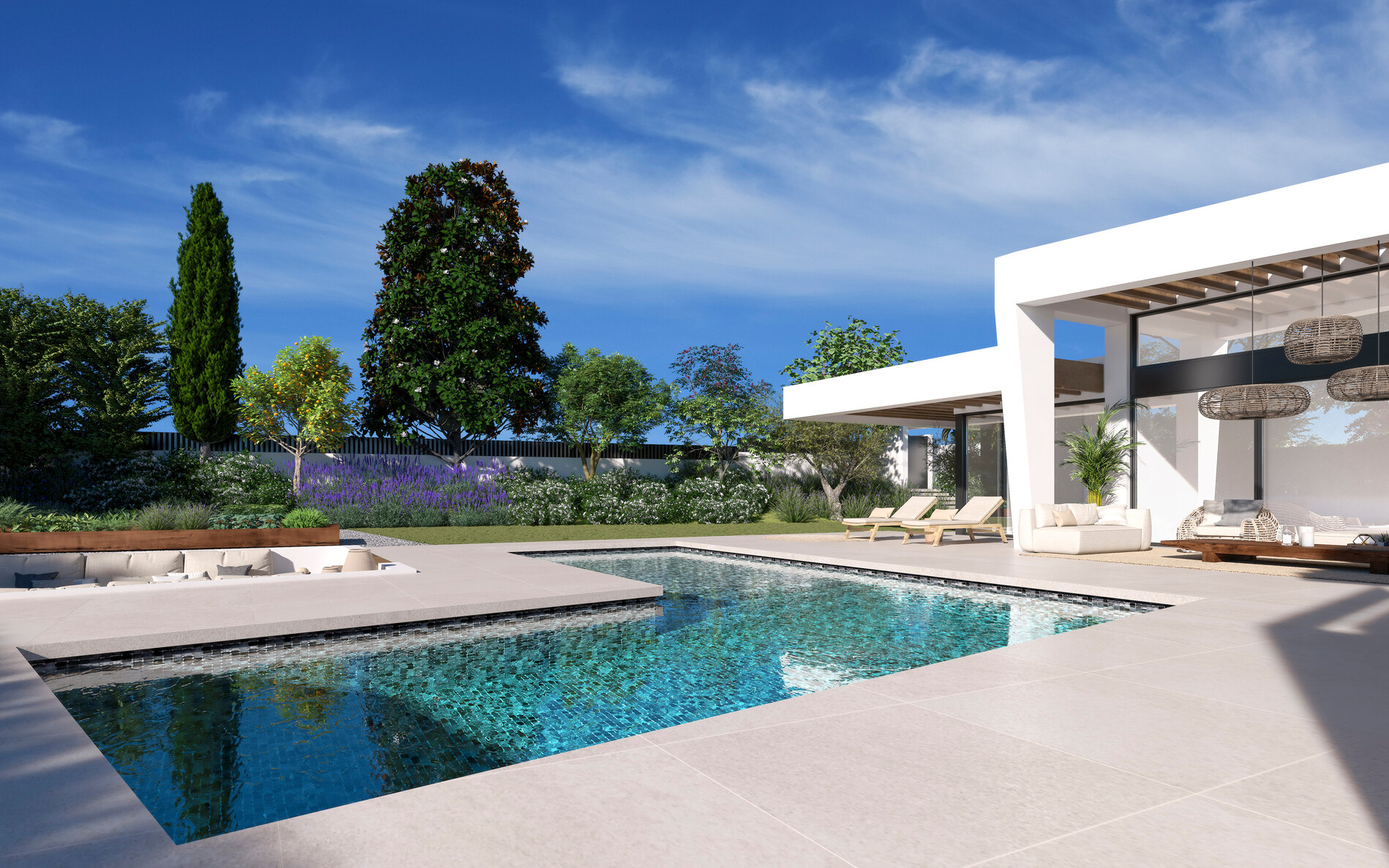 Three unique villas built on one level