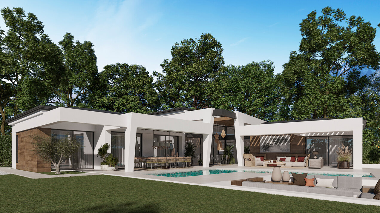 Three unique villas built on one level
