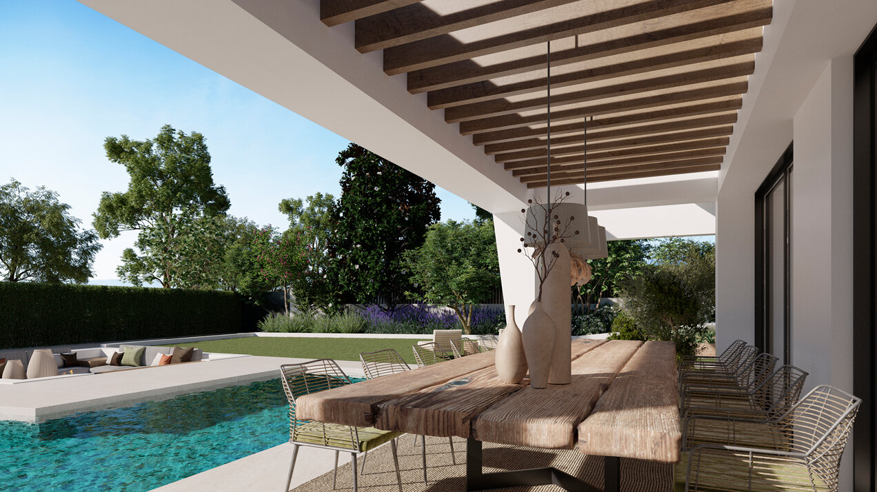 Three unique villas built on one level