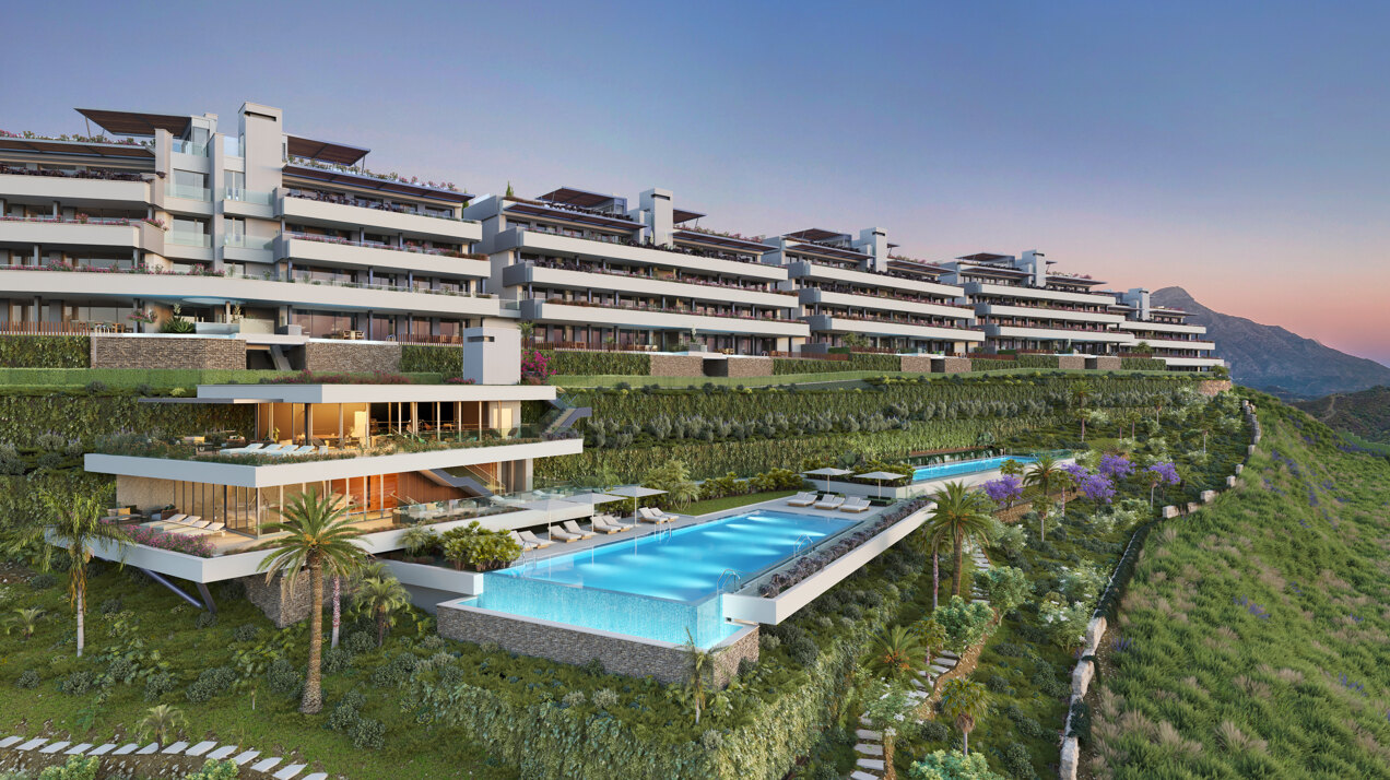 Fantastic complex of 3 and 4 bedroom apartments with panoramic sea views over the Golf Valley