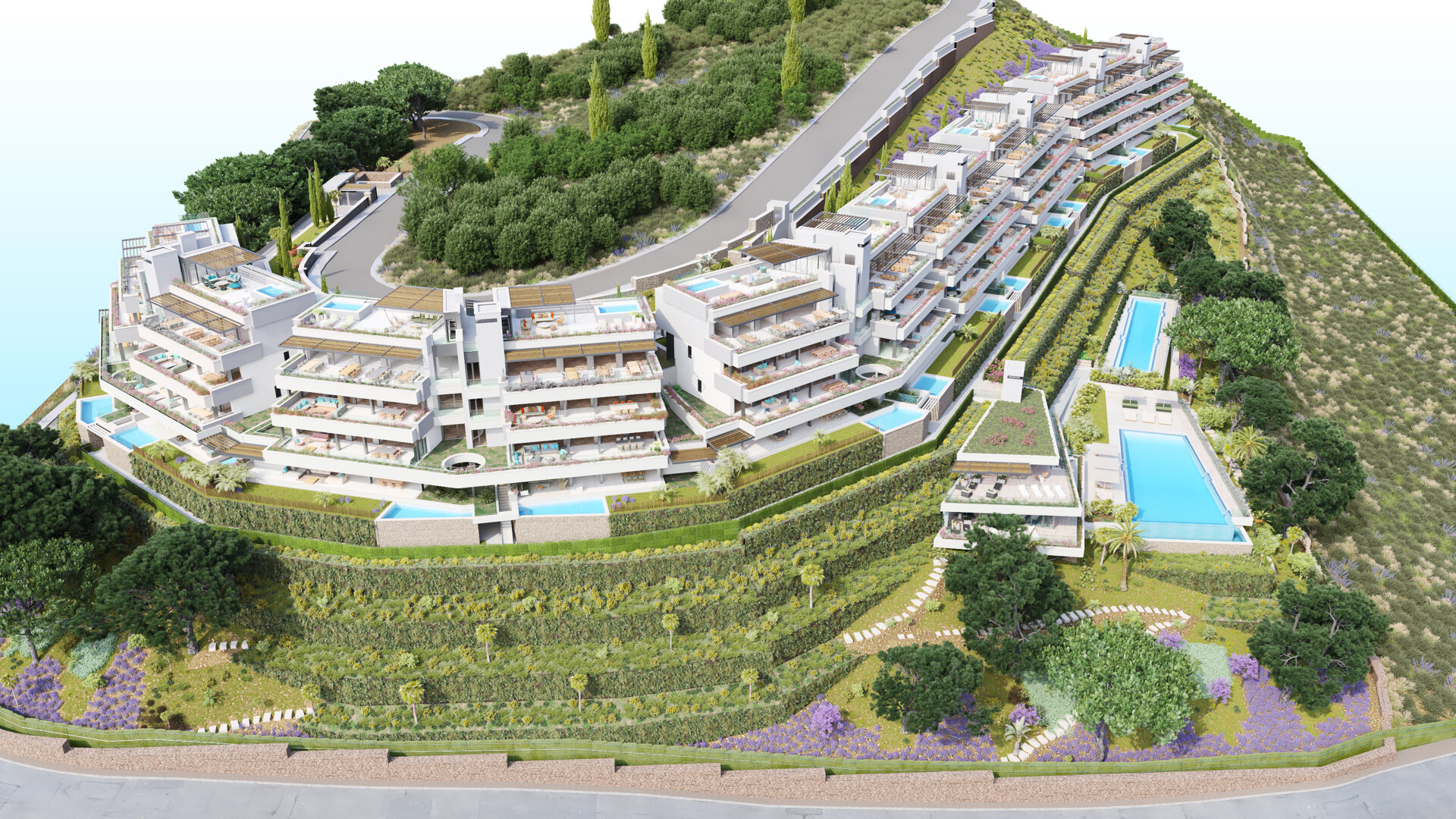 Fantastic complex of 3 and 4 bedroom apartments with panoramic sea views over the Golf Valley