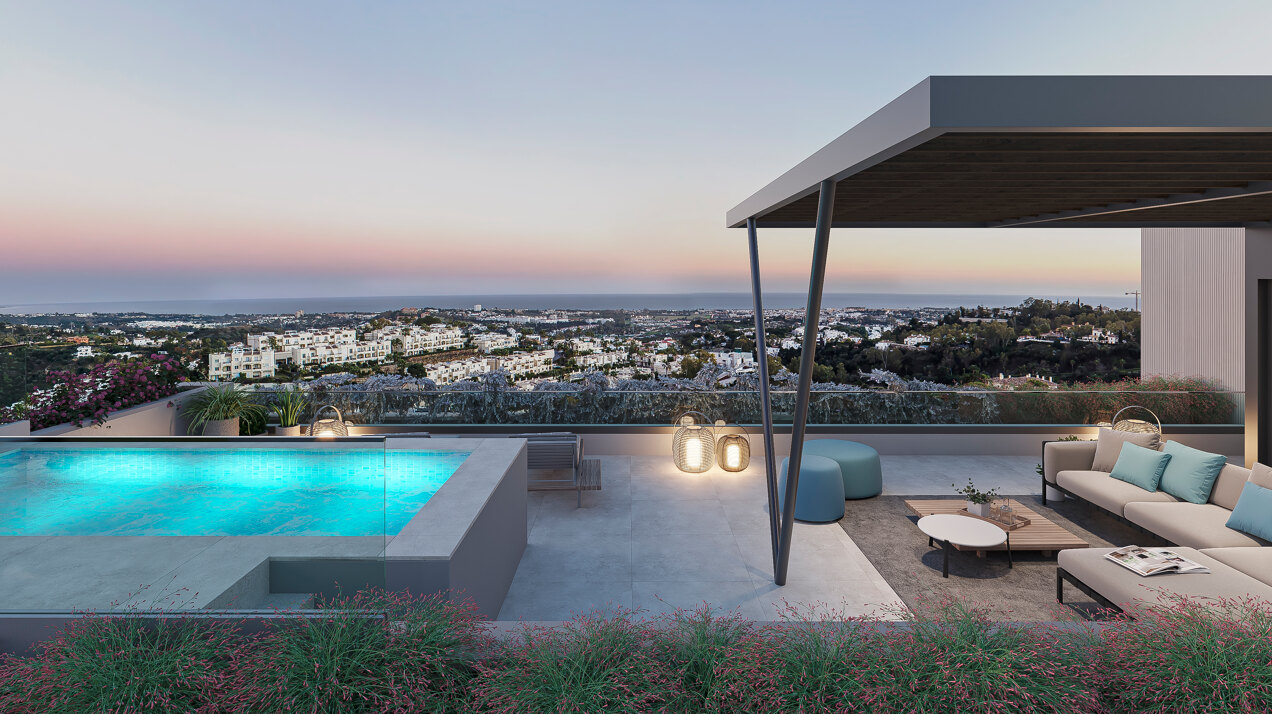 Fantastic complex of 3 and 4 bedroom apartments with panoramic sea views over the Golf Valley
